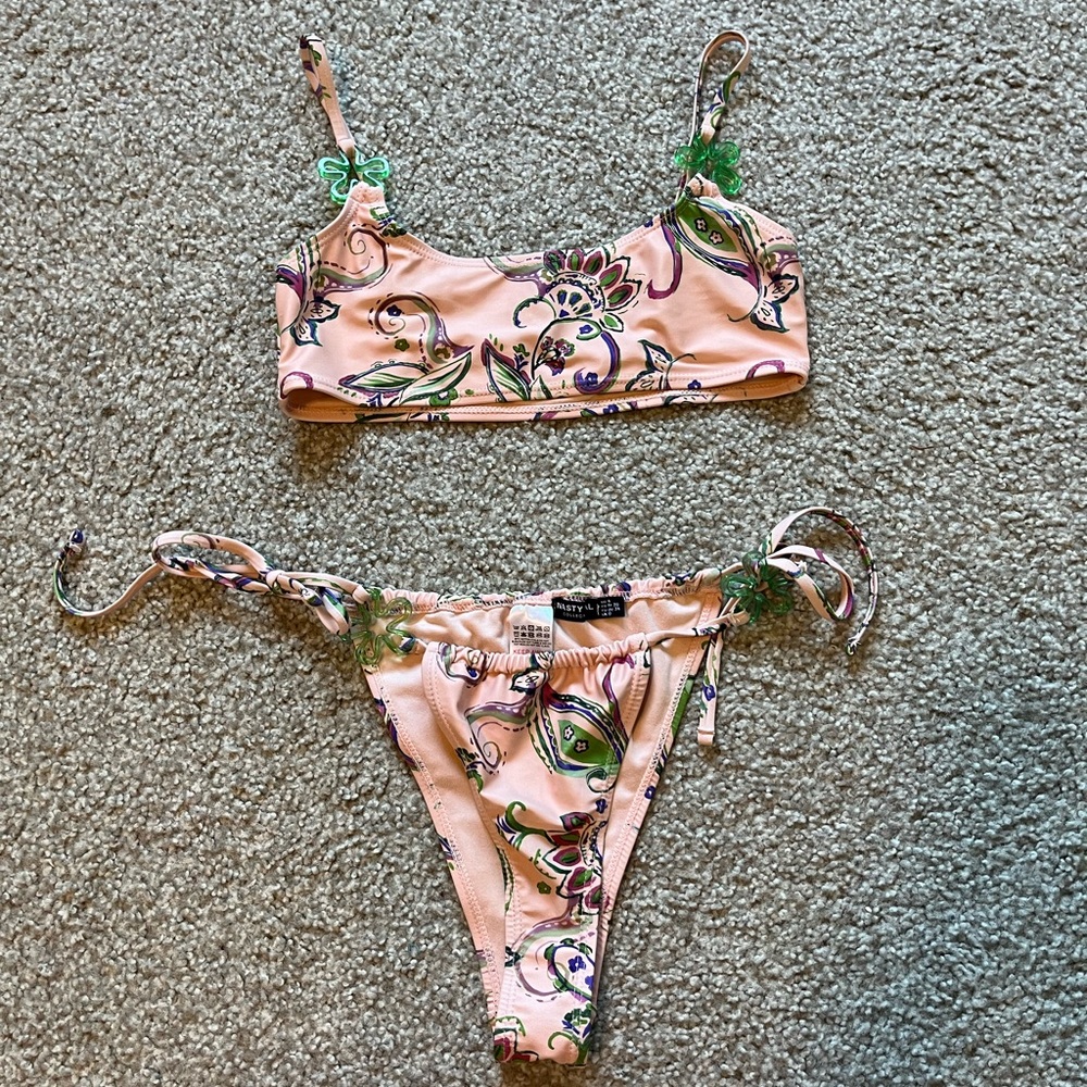 Nasty Gal Pink Paisley Bikini Set